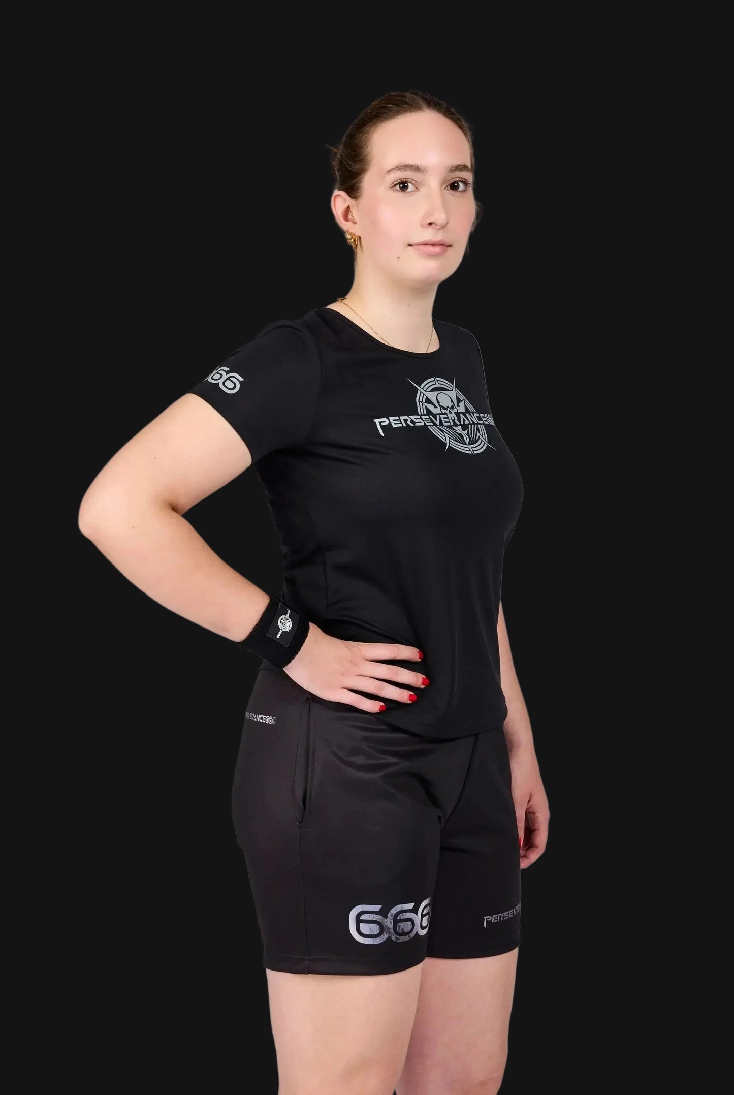 Woman Tee Shirt - Grey Metal Powered PERSEVERANCE666 SPORTSWEAR